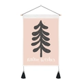Tapestrie de Noël rose avec sapin abstrait et texte de vœux pour décoration murale - Style Sapin de Noël Rose (Style 3) / 35x50cm