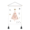Tapisserie de Noël nordique avec sapin rose et support en bois pour décor mural - Style Sapin de Noël Minimaliste (Style 4) / 35x50cm