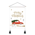 Détail de tapisserie de Noël avec voiture rouge, sapin et glands noirs décoratifs - Style Voiture Rouge (Style 1) / 35x50cm