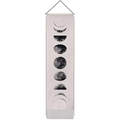 Minimalistisch wandtapijt met maanfasen, houten stok en elegante witte katoenen franjes - Off-White Maanfase (Stijl 2)