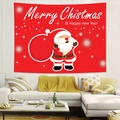 Detailed view of red Christmas tapestry with Santa Claus hanging in a modern living room - 95x73cm / Q-Version Santa Carrying Gift Bag Style (Style 1)
