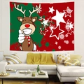 Christmas tapestry featuring a cute cartoon reindeer with snowflakes for home holiday wall decor - 95x73cm / Cute Reindeer Giving Thumbs Up Style (Style 4)