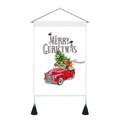 Christmas wall hanging tapestry with red truck, pine tree and tassels decoration - Vintage Red Truck Christmas Tree (Style 1) / 35x50cm