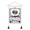 XVIII The Moon Tarot card tapestry featuring black tassels and a gold-tipped hanging rod - 35*50 / Style 14 (The Moon)