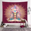 Bohemian yoga meditation tapestry with mandala design and seven chakras for home decor - Magenta Zen Chakra Style 3 / 95x73cm Brushed Style