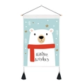 Tapisserie de Noël avec ours polaire mignon et support en bois pour décoration - Style Ours Polaire (Style 2) / 35x50cm