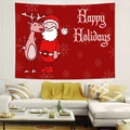 Tapisserie de Noël avec Père Noël et renne pour décoration murale festive de maison - 95x73cm / Style 1