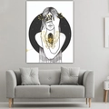 Modern abstract wall tapestry with black line art and gold butterfly in Nordic living room - Modern Golden Butterfly(Style 6)
