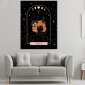 Detail of Aries zodiac tapestry with moon phases hanging over a minimalist sofa - Aries Zodiac Sign(Style 7)