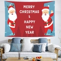 Arazzo natalizio con Babbo Natale per decorazione murale e auguri festivi per la casa - 95x73cm (Spazzolato) / Babbo Natale Benedizione Rosso e Blu (Stile 2)