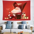 Christmas tapestry featuring Santa on a red chair, festive wall decor for home holidays - Red Plaid Chair Santa (Style 6)