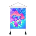 Nordic style mushroom tapestry with wood pole and tassels for artistic home wall decor - Standard Size / Pink Purple Mushroom (Style 1)