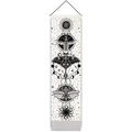 Arazzo da parete con falena e fasi lunari, telaio in legno e decorazione con nappe - 32.5x130cm / Stile insetto mistico bianco (Stile 2)
