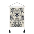 Tapiz nórdico de lona con mariposa, borlas y patrones místicos para decoración del hogar - Polilla bohemia beige / 35x50cm