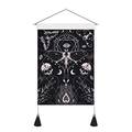 Tapiz de pared bohemio con polilla, flecos y diseño místico de fases lunares - Polilla oculta negra / 35x50cm