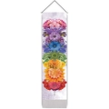 Vertical floral chakra tapestry with tassels and hanging rod for wall decor - Standard Size / Multi-color Flower Style