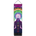 Bohemian chakra wall hanging tapestry with floral mandala and black tassel fringe - Standard Size / Meditation Chakra Style