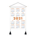 Minimalist 2021 wall calendar tapestry in white canvas with wooden rod and black tassels - 35x50cm / Orange Year Style (Style 2)