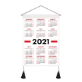 Minimalist 2021 wall calendar fabric banner with wood pole and black tassel hanging decor - 35x50cm / Red and Black Style (Style 8)