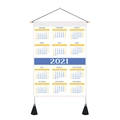 Detail of 2021 wall calendar tapestry with wooden rod and black tassel accents - 35x50cm / Blue and Yellow Style (Style 4)