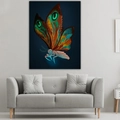 Arazzo decorativo con farfalla e fungo appeso sopra un divano in un salotto moderno - 95x73cm (Pelle di Pesca) / Creatura Farfalla di Fantasia (Stile 2)