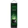 Verticale Halloween Trick or Treat banner met heksenkraal en groene rook op donkergroen - 32.5x130cm / Heksenketel Stijl (款式3)