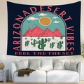 Dettaglio dell'arazzo Arizona desert vibes con montagne rosse e design vintage sole - Deserto dell'Arizona Vintage (Stile 7)