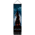 Halloween Banner mit Gruselschloss, Vollmond und Quasten für die Dekoration - 32.5x130cm / Blauer Mondnacht-Schloss (Stil 1)
