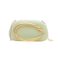 Pochette rigida verde chiaro con serpente dorato e tracolla a catena rimovibile - verde chiaro
