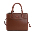 Bolso tote marrón caramelo con asas y correa ajustable para hombro para mujer - Marrón Oscuro