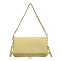 Lemon yellow underarm bag with lychee grain leather and golden chain strap - Yellow