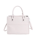 Chic beige square tote bag with lychee texture and adjustable shoulder strap for women - White