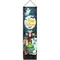 Halloween banner with cartoon vampire, ghost, and tassels for party wall decoration - 32.5x130cm / Orange Purple (HAPPY HALLOWEEN Illustration)