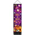 Vertical Halloween Trick or Treat banner with purple base, bats, and hanging tassels - 32.5x130cm / Dark Purple (TRICK OR TREAT)