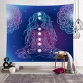 Meditation tapestry featuring a female silhouette with seven chakras and mandala art - Style 5 / 95x73cm (Brushed)