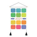 2021 colorful fabric wall calendar with wooden rod and black hanging tassels - 35x50cm / Red Year Color Box Style (Style 3)
