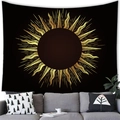 Tapiz decorativo de pared negro con diseño de sol dorado para decoración de interiores - Estilo Eclipse solar (Estilo 14)