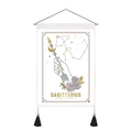 Tapisserie tarot Sagittaire rose avec flèches fleuries et glands noirs sur tige en bois - 35x50cm / Sagittaire