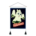 Tapiz de Halloween con fantasma blanco y letras rojas colgado en vara de madera - 35x50cm / Estilo Fantasma de Dibujos Animados (Estilo 7)