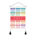 2021 colorful wall calendar fabric banner with wooden pole and black tassels - 35x50cm / Grid Layout Style (Style 6)