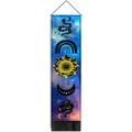 Vertical celestial wall tapestry with Sun and Moon motifs featuring Moon Child print and tassels - 32.5x130cm / Blue-Purple Starry Sky Style (Style 2)