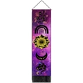 Bohemian sun moon tapestry with purple nebula, celestial snakes and black tassels - 32.5x130cm / Purple Galaxy Style (Style 3)