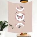 Bohemian tapestry with butterfly and floral moon phases on a pink background for wall decor - Brushed Fabric / Butterfly And Rose Style (Style 3) / 95x73cm