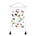 Tapiz vintage beige de insectos con mariposas y borlas para decoración de pared - 35x50cm / Ilustración de Insectos de Dibujos Animados (Estilo 2)