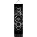 Sacred geometry wall hanging with black tapestry, white mandala pattern and tassels - 32.5x130cm / Sacred Geometry Style (Style 2)