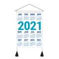 2021 minimalist fabric calendar wall hanging with wooden pole and blue text on white - 35x50cm / Blue and White Style (Style 9)