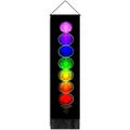 Vertical black wall hanging with seven colorful chakra planets and elegant black tassels - 32.5x130cm