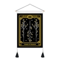 Three of Wands tarot tapestry with wooden scroll and black tassels for wall decor - 35x50cm / Three of Wands