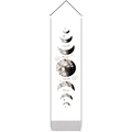 Arazzo verticale con eclissi solare fasi lunari e nappe grigie in stile bohémien - Stile Luna a Inchiostro Bianca (Style 3) / 32.5cmx130cm