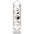 Dettaglio dell'arazzo eclissi con frange di cotone e asta di supporto in legno - Stile Luna Floreale Bianca (Style 1) / 32.5cmx130cm
